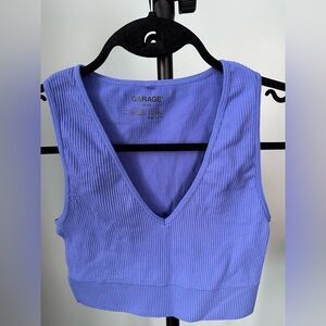 Garage Women's XS Purple Ribbed V-Neck Tank Top